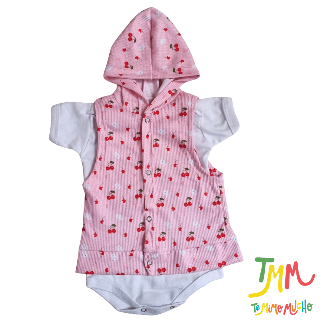 Conjunto Cerecitas Rosa - Chaleco, Body y Short - Imagen 2