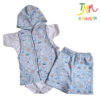 Conjunto Patos playa Celeste - Chaleco, Body y Short