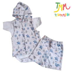 Conjunto Mar Celeste - Chaleco, Body y Short