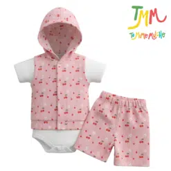 Conjunto Cerecitas Rosa - Chaleco, Body y Short
