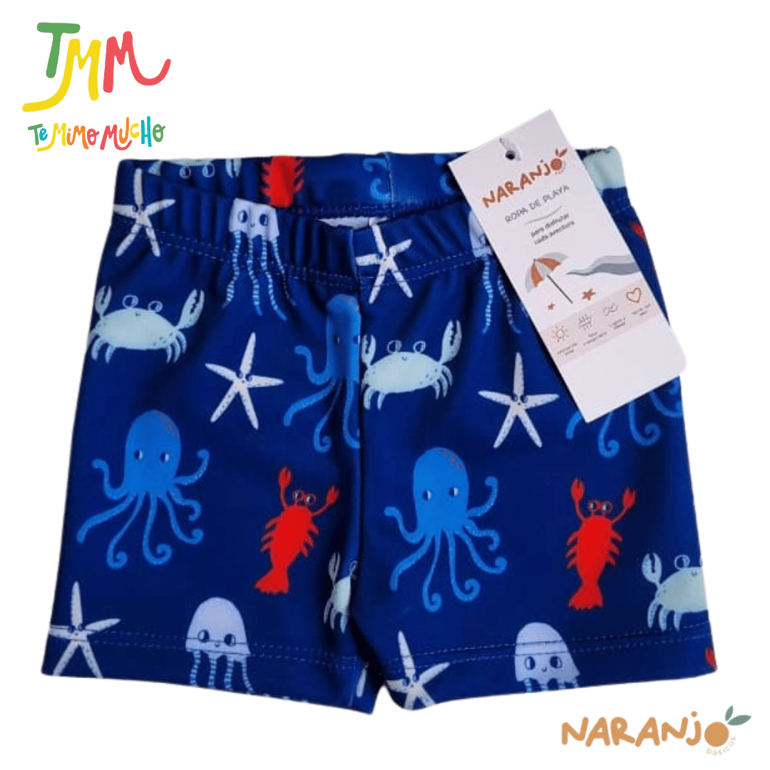 SHORT MALLA Proteccion UV Pulpitos NARANJO