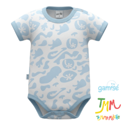 Body Manga Corta Mar GAMISE Celeste Cuello Redondo