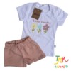 Conjunto remera y short flores, blanco y rosa Gamise