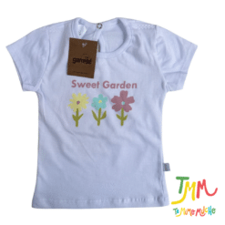 Conjunto remera y short flores, blanco y rosa Gamise - Imagen 3