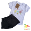 Conjunto remera y short flores, negro y blanco Gamise