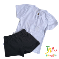 Conjunto remera y short flores, negro y blanco Gamise - Imagen 2