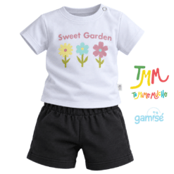 Conjunto remera y short flores, negro y blanco Gamise