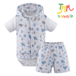 Conjunto Mar Celeste - Chaleco, Body y Short