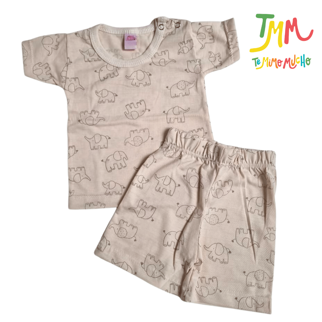 Conjunto Remera y Short Elefantes Beige - Imagen 4