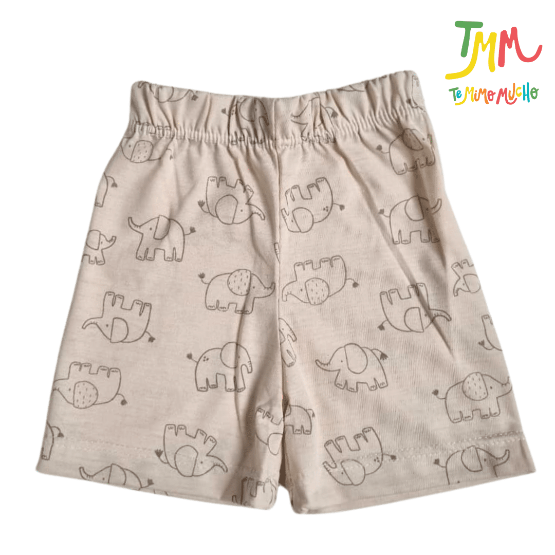 Conjunto Remera y Short Elefantes Beige - Imagen 3