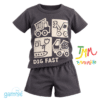 Conjunto remera y short flores, Negro  Gamise