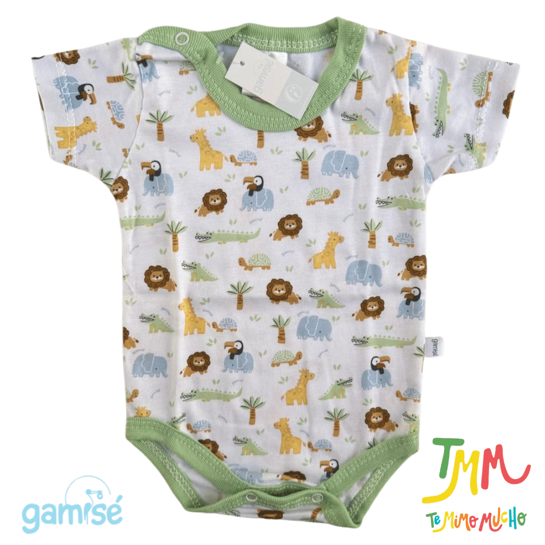 Body Manga Corta Leon GAMISE Verde Cuello Redondo - Imagen 3