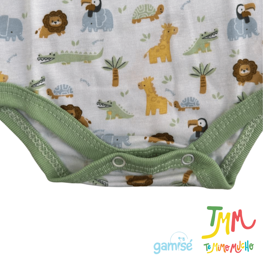 Body Manga Corta Leon GAMISE Verde Cuello Redondo - Imagen 5