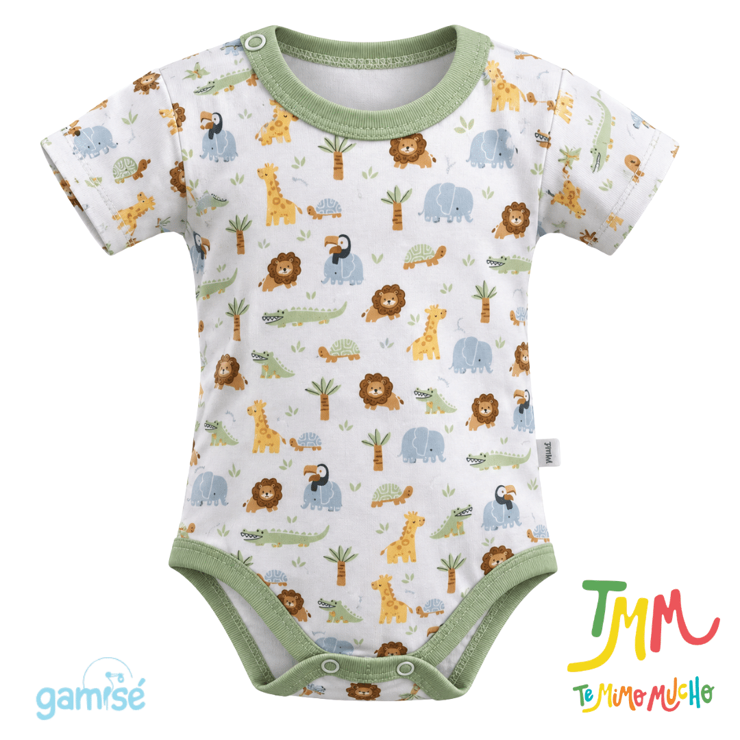 Body Manga Corta Leon GAMISE Verde Cuello Redondo