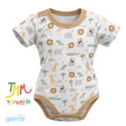 Body Manga Corta Leon GAMISE Beige Cuello Redondo