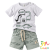 Conjunto remera y short Dino Blanco y Celeste - Big Bay