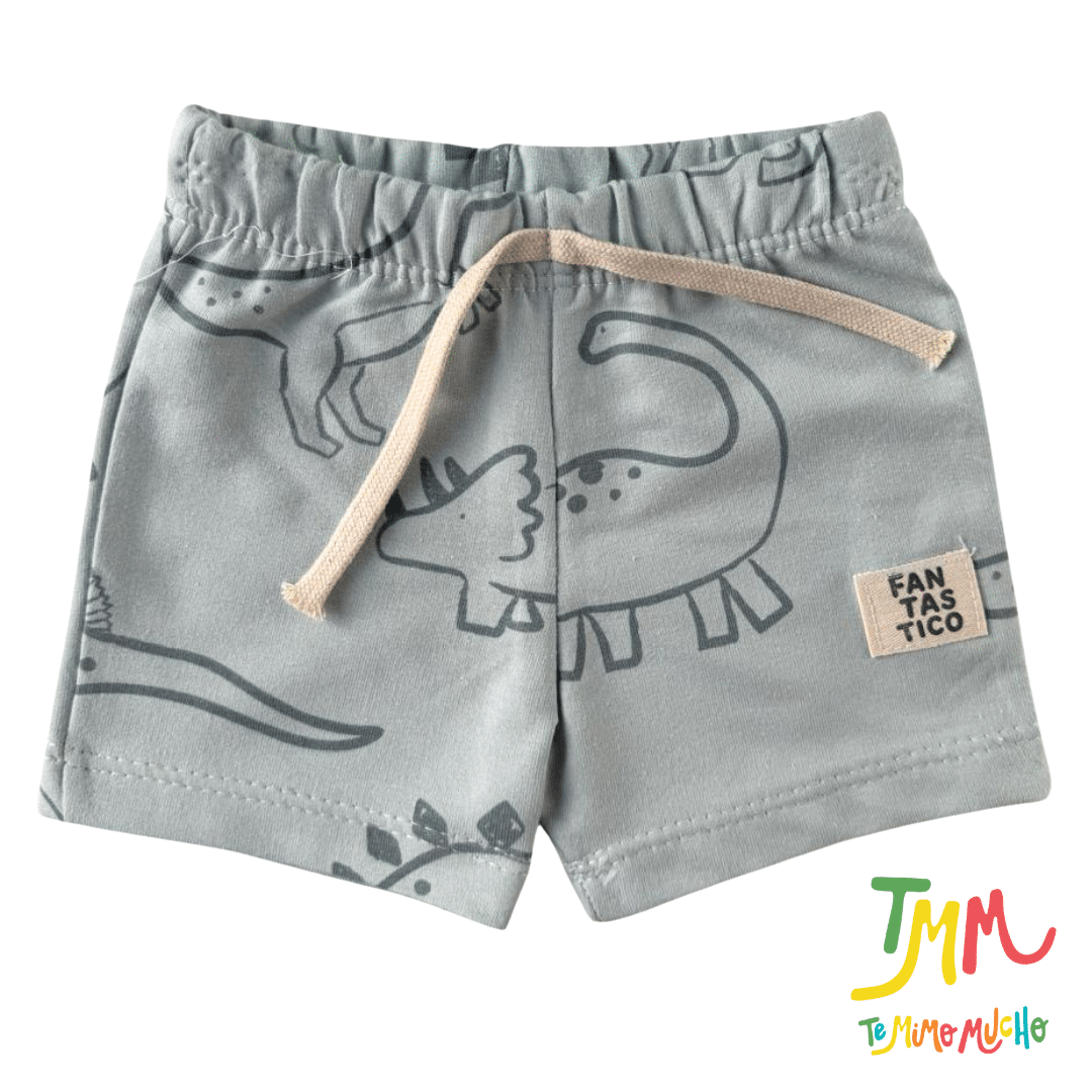 Conjunto remera y short Dino Blanco y Celeste - Big Bay - Imagen 3