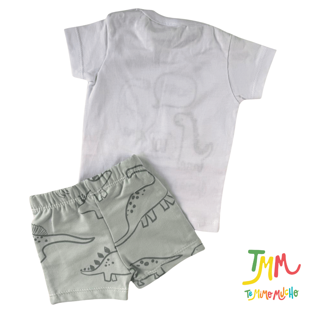 Conjunto remera y short Dino Blanco y Celeste - Big Bay - Imagen 4