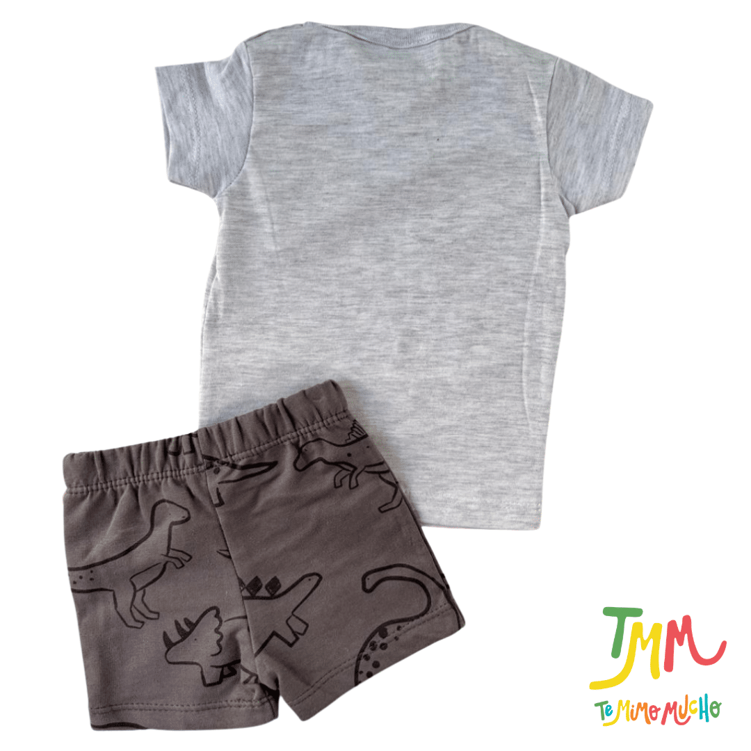 Conjunto remera y short Dino Melange y Gris - Big Bay - Imagen 4