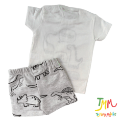 Conjunto remera y short Dino Blanco y Melange - Big Bay - Imagen 4