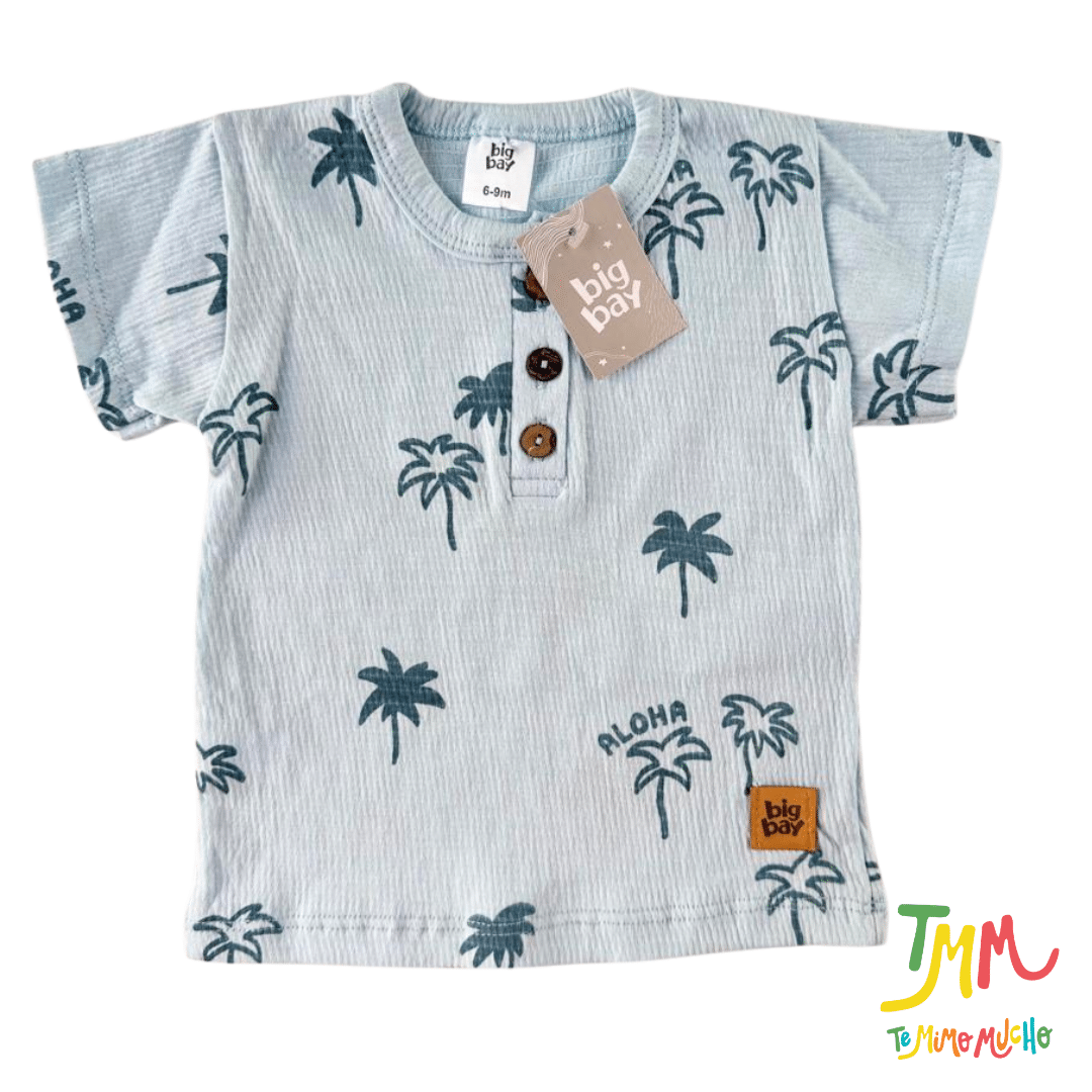 Conjunto remera y short Palmera Celeste Bambula - Big Bay - Imagen 3