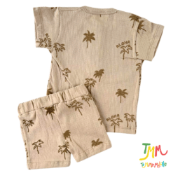 Conjunto remera y short Palmera Camel  Bambula - Big Bay - Imagen 3
