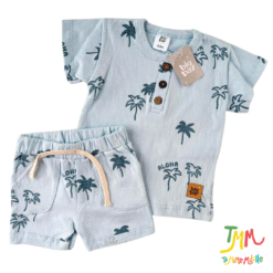 Conjunto remera y short Palmera Celeste Bambula - Big Bay - Imagen 2