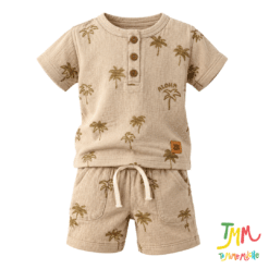 Conjunto remera y short Palmera Camel  Bambula - Big Bay