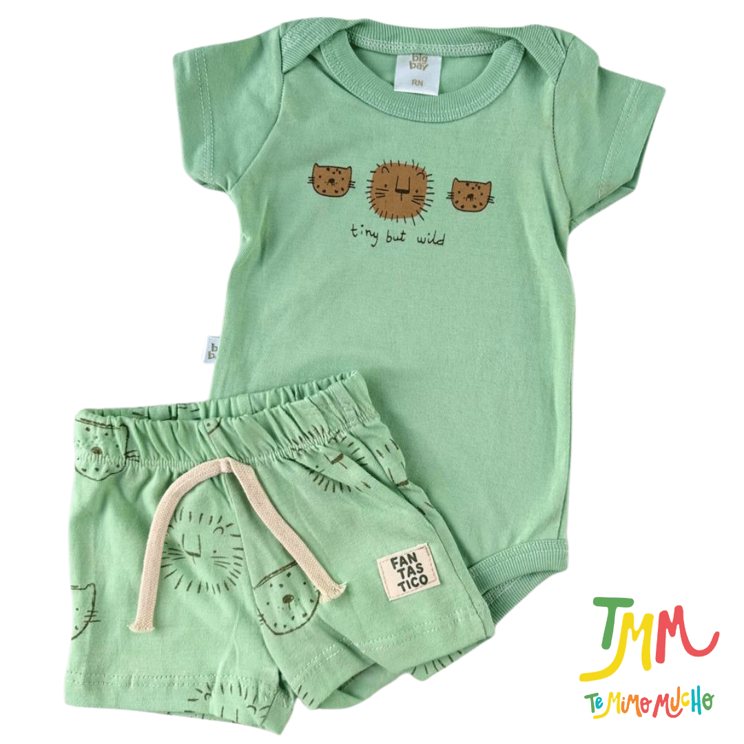 Conjunto Body m/c y short Leoncito Verde - Big Bay - Imagen 2