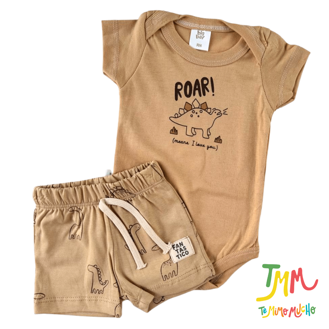 Conjunto Body m/c y short Dino Marroncito - Big Bay - Imagen 2