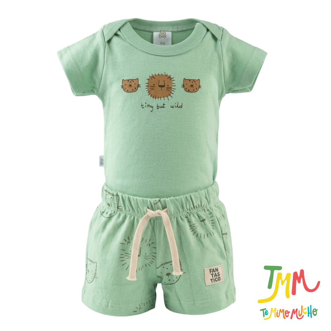 Conjunto Body m/c y short Leoncito Verde - Big Bay
