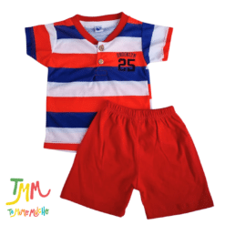 Conjunto remera y short Rayado Azul - Imagen 4