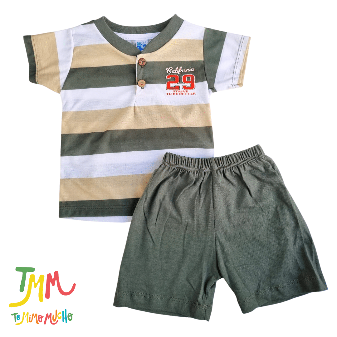 Conjunto remera y short Rayado Verde - Imagen 4