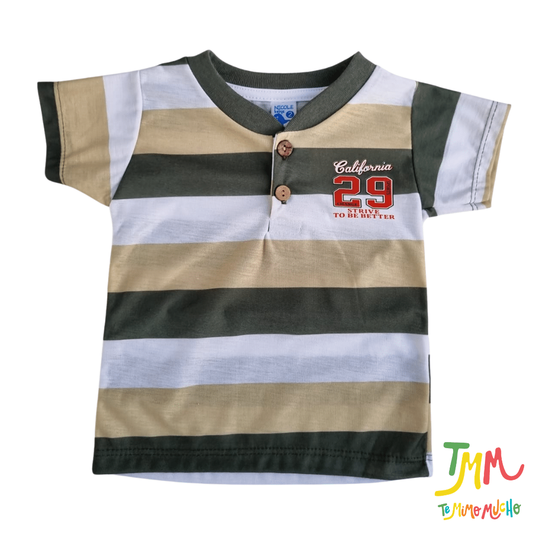 Conjunto remera y short Rayado Verde - Imagen 2